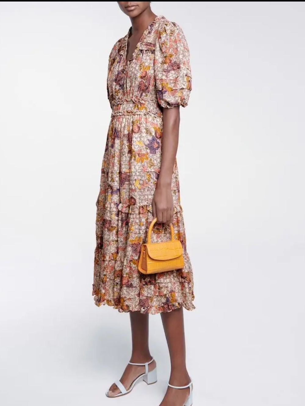 *FLAWED Ulla Johnson Virginie Floral Midi Dress in Multicolored Sz 00